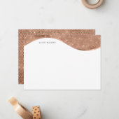 monogram bladglans van de bruinkoolfolie van luxe  notitiekaartje (Voorkant / Achterkant in situ)