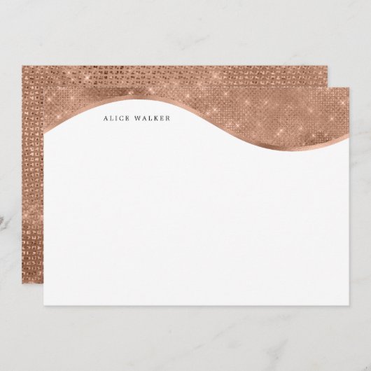 monogram bladglans van de bruinkoolfolie van luxe  notitiekaartje (Voorkant / Achterkant)