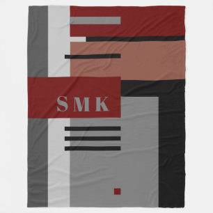 Monogram - Blanket - Aarde - Tonen - Geometrisch p Fleece Deken