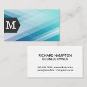 Monogram | Blau Abstracte Achtergrond Visitekaartje (Voorkant / Achterkant)