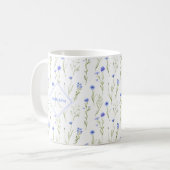 Monogram Blau Bloemmotief Persoonlijk Koffiemok (Voorkant links)