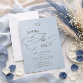 Monogram Blau en Bruin Huwelijk Kaart
