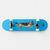 Monogram Blau met Duitse Herdershond Afbeelding Persoonlijk Skateboard (Horizontaal)