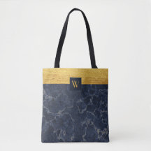 Monogram Blau Nepmarmer & Gouden Textuurpatroon