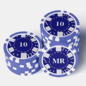 Monogram Blauw 10 Poker Chips (Opstapeling)