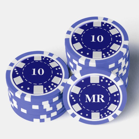 Monogram Blauw 10 Poker Chips (Opstapeling)