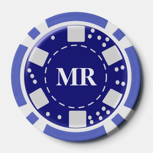Monogram Blauw 10 Poker Chips (Achterkant)