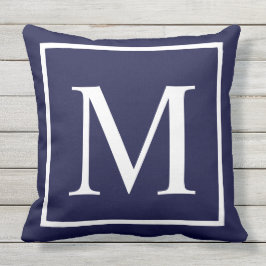 Monogram blauw aanpassen buitenkussen