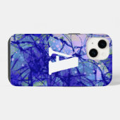 Monogram Blauw Abstracte Kunst Cool iPhone Hoesje (Achterkant horizontaal)