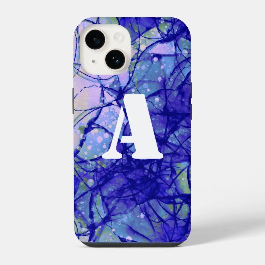 Monogram Blauw Abstracte Kunst Cool iPhone Hoesje (Achterkant)