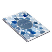 Monogram Blauw Abstracte Waterverf Swatch Notitieb Notitieboek (Rechterzijde)