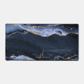 Monogram blauw Agate Geode Gold Glitter-script Bureaumat (Voorkant)