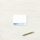 Monogram Blauw Aquarel Lijn Minimalistisch Post-it® Notes (Op bureau)