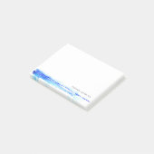 Monogram Blauw Aquarel Lijn Minimalistisch Post-it® Notes (Schuin)