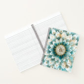 Monogram Blauw Blauwgroen Goud Bloemen Mandala Notitieboek (Binnen)