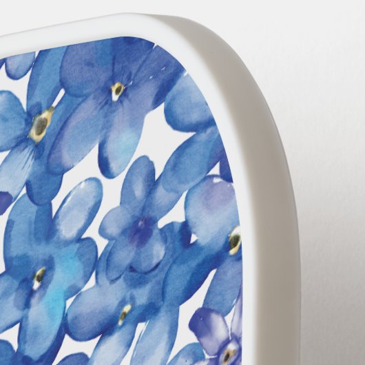 Monogram Blauw Bloemen Pickleball Paddle (Links Detail)