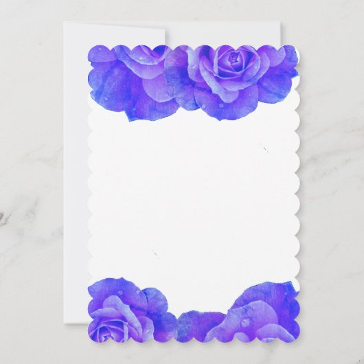 Monogram Blauw Bloemen Roos Bloemen Bloemen Huweli Kaart (Achterkant)