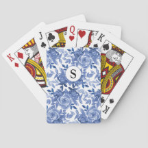 Monogram Blauw Bloemmotief Botanisch