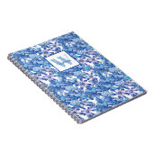 Monogram Blauw Bloemmotief Notitieboek (Rechterzijde)