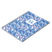 Monogram Blauw Bloemmotief Notitieboek (Linkerzijde)
