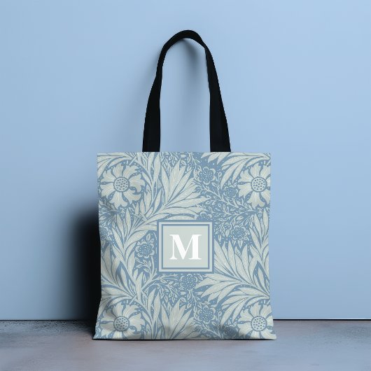 Monogram  blauw bloemmotief tote bag