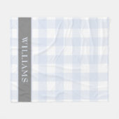 Monogram blauw buffelcheque fleece deken (Voorkant (Horizontaal))