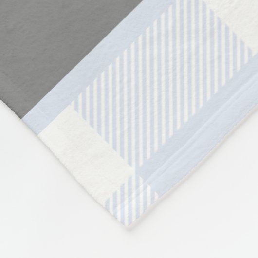 Monogram blauw buffelcheque fleece deken (Hoek)