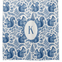 Monogram Blauw Chinoiserie Eekhoorn Bosland