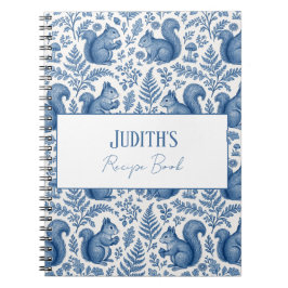 Monogram Blauw Chinoiserie Eekhoorn Bosrecept Notitieboek