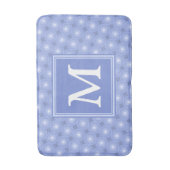 Monogram blauw cirkelpatroon badmat (Voorkant Verticaal)