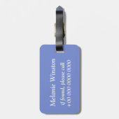 Monogram blauw cirkelpatroon bagagelabel (Achterkant verticaal)