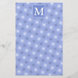 Monogram blauw cirkelpatroon briefpapier