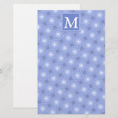 Monogram blauw cirkelpatroon briefpapier (Voorkant / Achterkant)