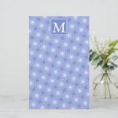 Monogram blauw cirkelpatroon briefpapier (Staand voorkant)