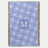 Monogram blauw cirkelpatroon deken (Voorkant Verticaal)
