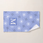 Monogram blauw cirkelpatroon handdoek (Handdoek)