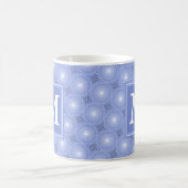 Monogram blauw cirkelpatroon koffiemok (Center)