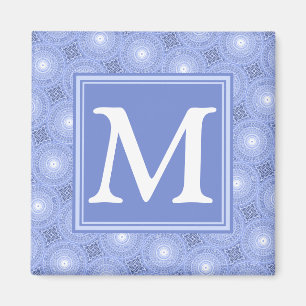 Monogram blauw cirkelpatroon magneet