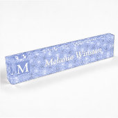 Monogram blauw cirkelpatroon naambordje