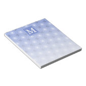 Monogram blauw cirkelpatroon notitieblok (Schuin)