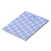 Monogram blauw cirkelpatroon notitieblok (Linkerzijde)