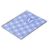 Monogram blauw cirkelpatroon notitieboek (Linkerzijde)