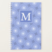 Monogram blauw cirkelpatroon planner (Voorkant)