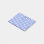 Monogram blauw cirkelpatroon post-it® notes (Schuin)