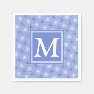 Monogram blauw cirkelpatroon servet