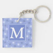 Monogram blauw cirkelpatroon sleutelhanger (Achterkant)