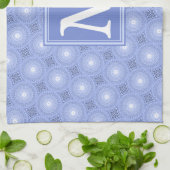 Monogram blauw cirkelpatroon theedoek (Gevouwen)