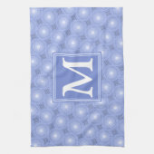 Monogram blauw cirkelpatroon theedoek (Verticaal)