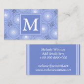 Monogram blauw cirkelpatroon visitekaartje (Voorkant / Achterkant)