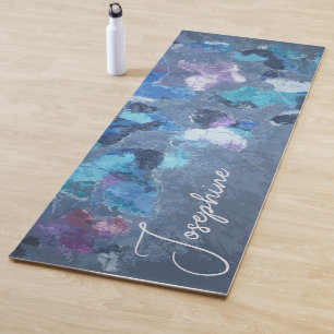Monogram blauw cyaan paarse vlinderpatroon yogamat
